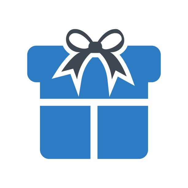 符号风格的礼盒图标蓝色图片下载