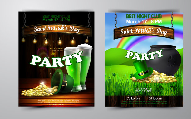 矢量圣帕特里克节海报设计模板图片下载