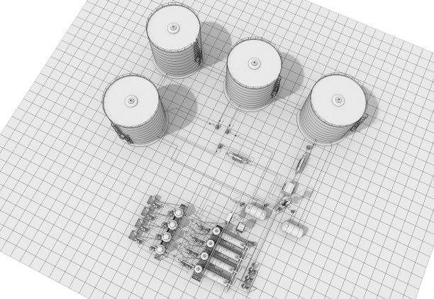 炼油厂、化工生产、废物处理厂、外部可视化、3D绘图图片下载