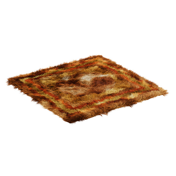 棕色蓬松的毛皮地毯上的白色背景3d渲染图片下载