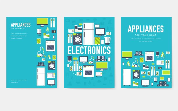 家用电器卡套。电子模板的传单，杂志，海报，书封面，横幅。设备信息图概念背景。布局插图模板页排版文本图片下载