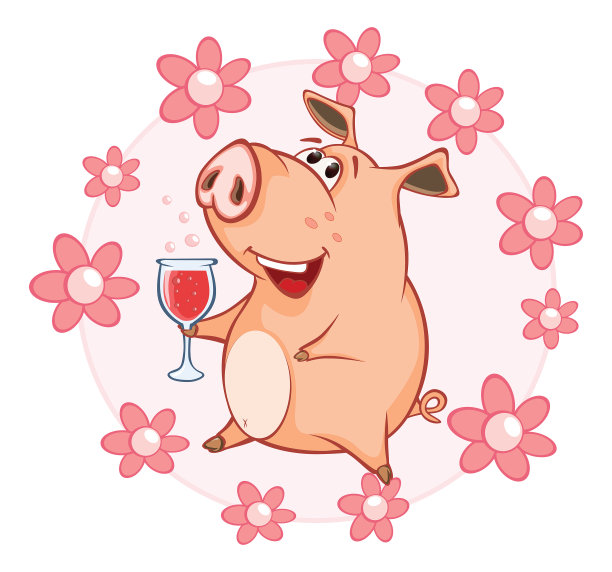 矢量插图的可爱的猪。卡通人物素材图片