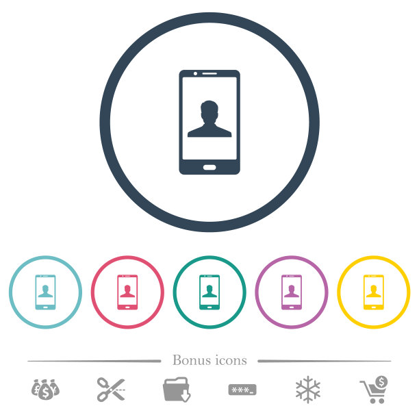 视频通话平面颜色图标在圆形轮廓图片下载