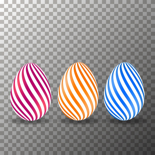 复活节彩蛋设置在透明的背景矢量。图片下载