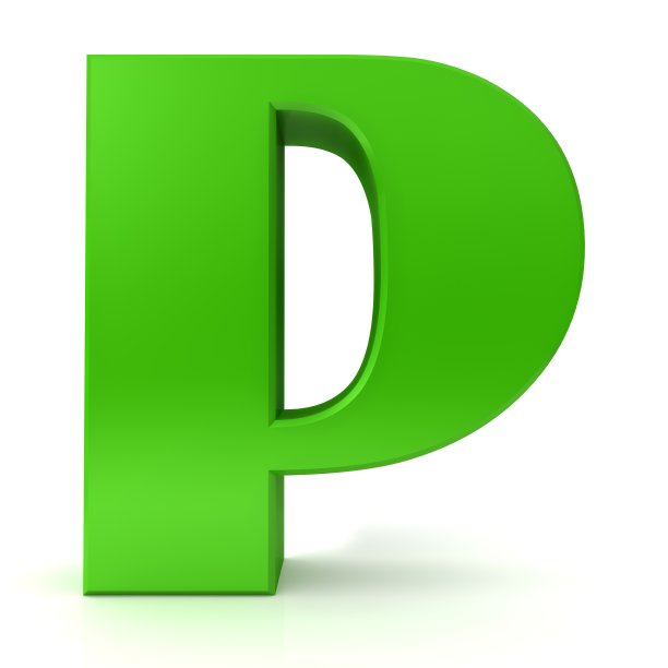 3d字母p绿色标志在白色背景图片下载