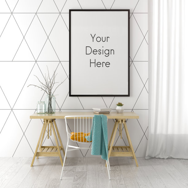 现代客厅的室内与桌子3D渲染图片下载