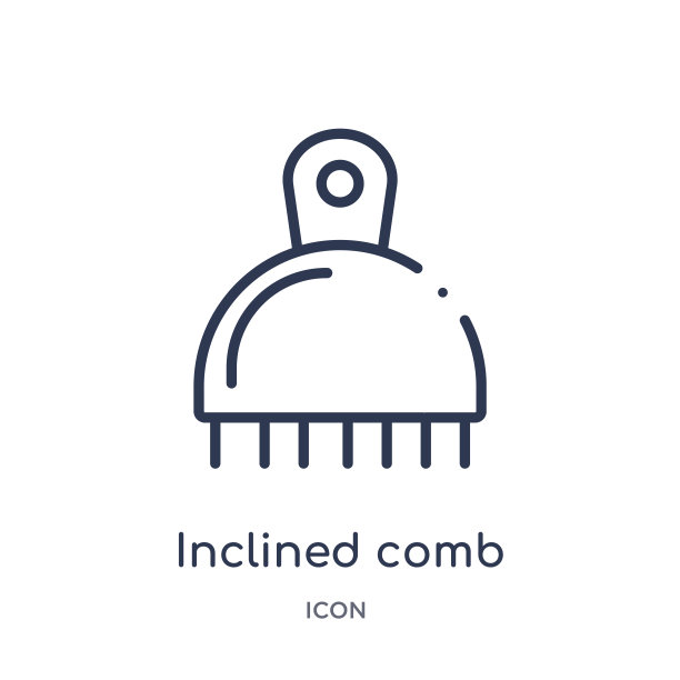 线性斜梳图标从美轮廓集合。细线斜梳矢量隔离在白色背景上。斜梳潮流插画图片下载