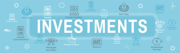 退休投资，股息收入，共同基金，IRA图标设置网页标题横幅图片下载