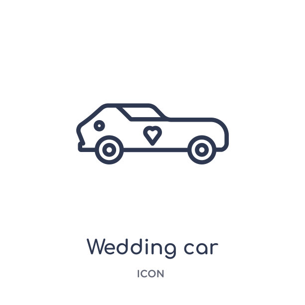 线性婚车图标从生日聚会大纲收集。细线婚车矢量隔离在白色背景上。婚车潮流插画图片下载