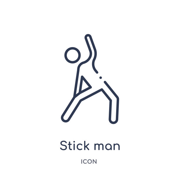 线性棍人从行为大纲集合中摘录图标。细线棍人运动矢量孤立在白色背景上。木棍人练习时尚插画图片下载