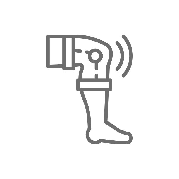 膝关节置换术，假体关节线图标。在白色背景上隔离图片下载