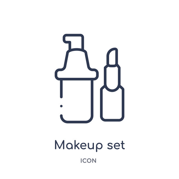 线性化妆集图标从美容轮廓集合。细线化妆集矢量隔离在白色背景上。化妆套装潮流插画图片下载