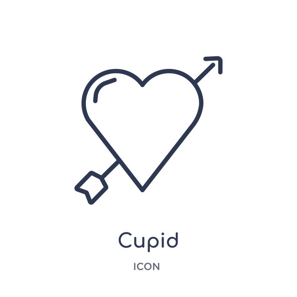 线性丘比特图标从生日聚会大纲收集。细线丘比特矢量孤立在白色背景。丘比特时尚插画图片下载