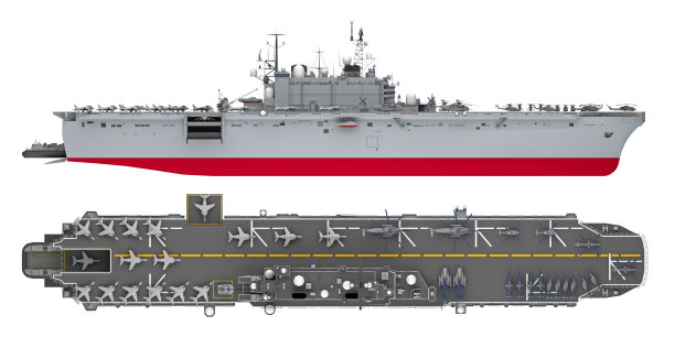 航空母舰侧和俯视图孤立在白色图片下载