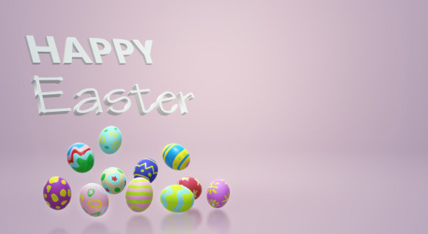 复活节彩蛋3d渲染假期内容。图片下载