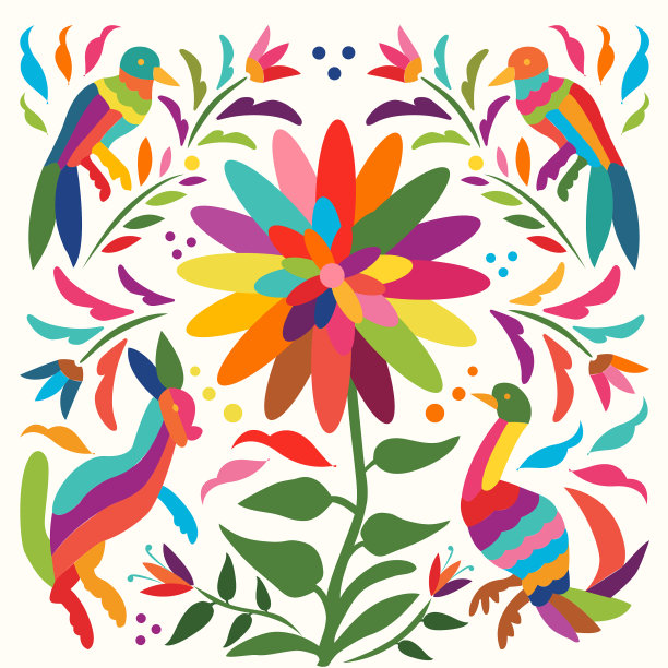 Mexican Traditional Otomí Composition图片下载