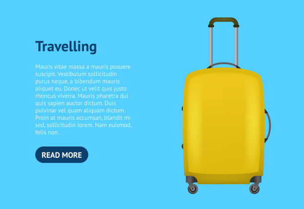 现实详细的3d袋旅行卡片海报。向量图片下载