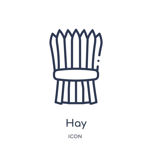 线性干草图标来自农业和园艺轮廓收集。细线干草矢量孤立在白色背景。干草时尚插图图片下载