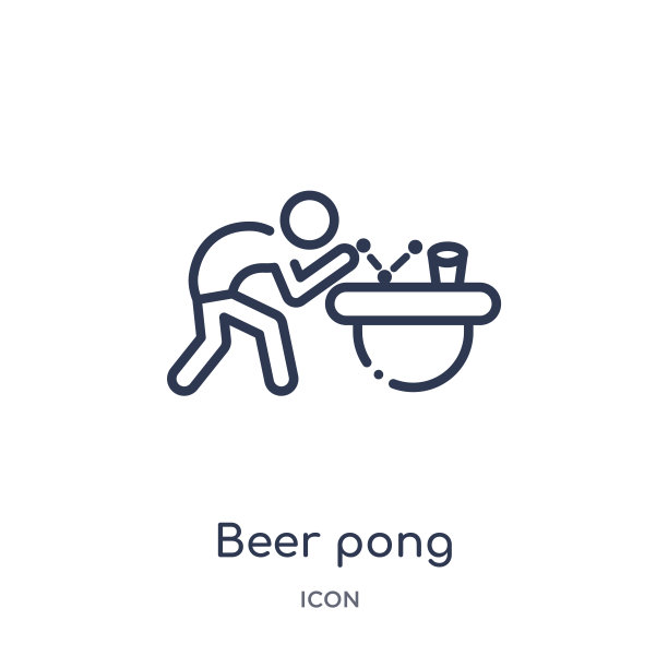线性啤酒乒乓球图标从活动和爱好大纲收集。细线啤酒pong矢量隔离在白色背景上。啤酒乒乓时尚插画图片下载