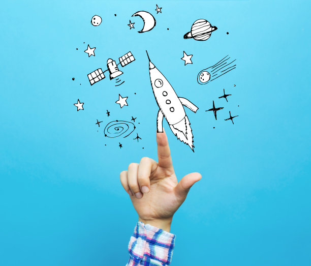 梦想太空和火箭与手图片下载