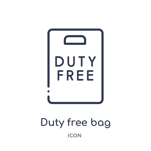 线性免税袋图标从机场航站楼轮廓收集。细线免税袋矢量孤立在白色背景。免税袋时尚插图图片下载
