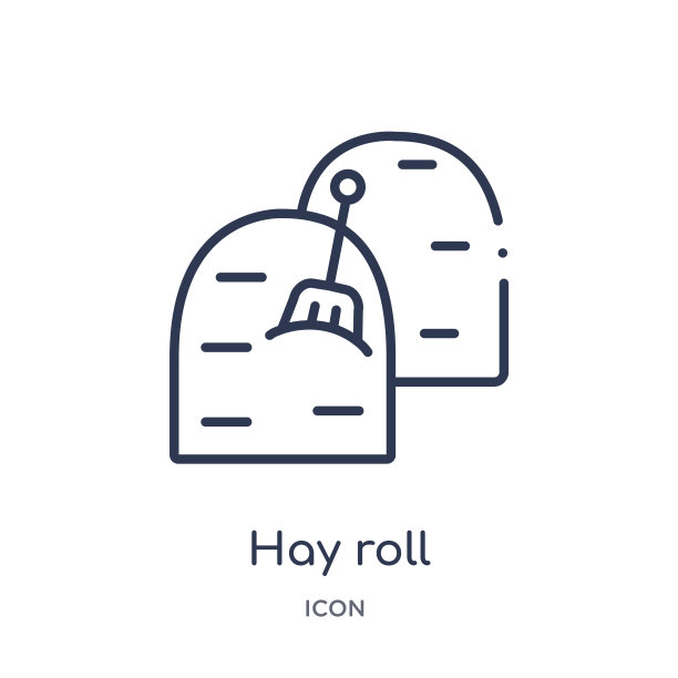 线性干草卷图标从农业耕作和园艺轮廓收集。细线干草卷矢量隔离在白色背景上。干草卷潮流插画图片下载