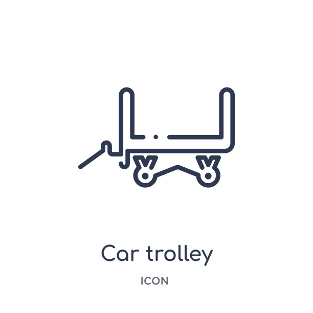 线性小车图标从机场航站楼轮廓集合。细线小车矢量隔离在白色背景上。小车潮流插画图片下载