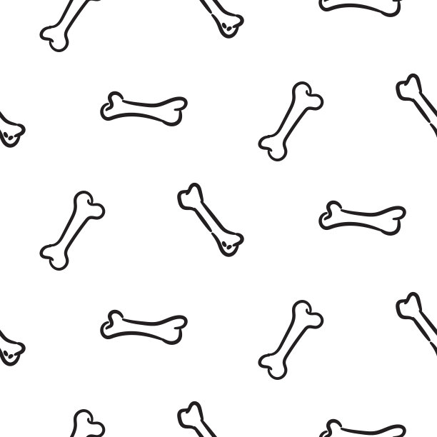 可爱的骨头手绘无缝矢量图案。图片下载