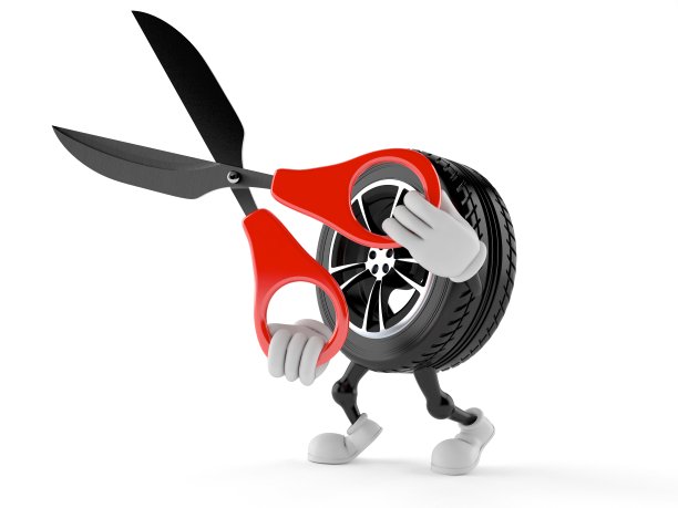 汽车车轮字符持剪刀图片下载