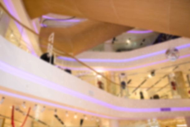 商场、百货公司、现代贸易大厦内部，抽象模糊背景。图片下载