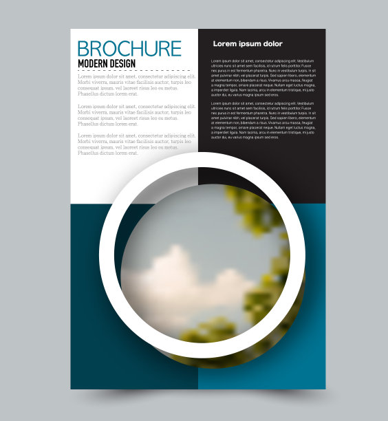 蓝色传单设计模板与内建的图像。商业、教育、演示、广告宣传册。企业形象风格概念。可编辑的矢量图。图片下载