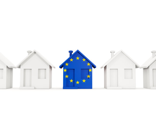 带有欧盟旗帜的房屋图片下载