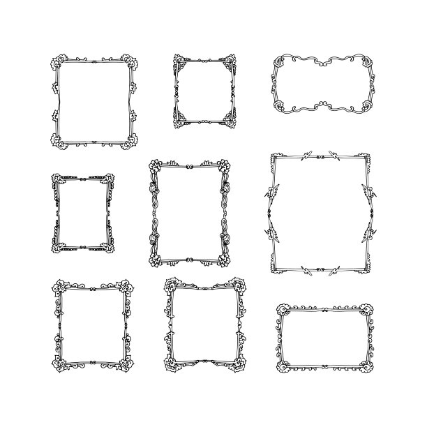一套装饰复古的框架。图片下载