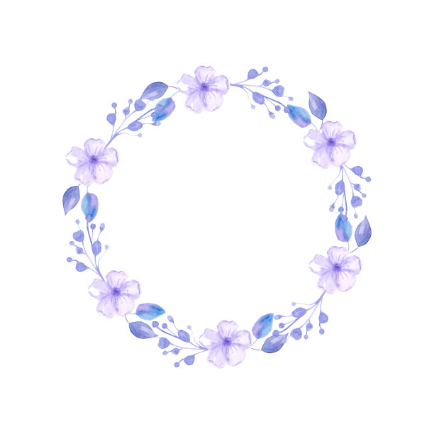 美丽精致的紫丁香花水彩花环。用于装饰婚礼请柬。徒手画。春天的心情。图片下载