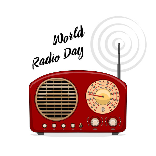 复古的国际广播日横幅上的灯光背景。图片下载