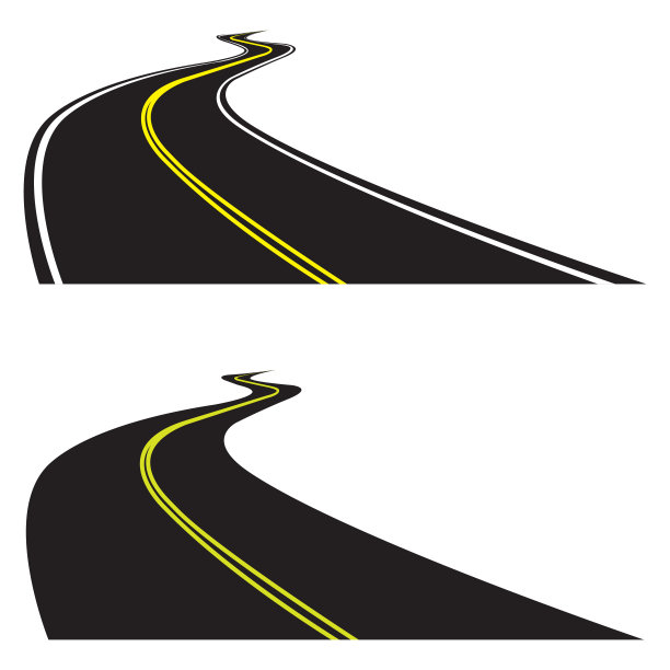 柏油路设置孤立的白色背景。矢量图的曲折道路。透视图。图片下载