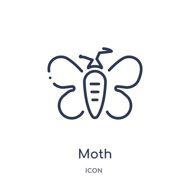线性飞蛾图标从动物和野生动物轮廓集合。白色背景上分离出细线蛾病媒。飞蛾时尚插画图片下载