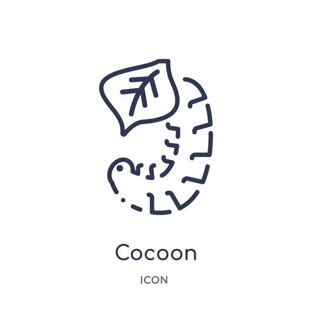 线性茧图标从动物和野生动物轮廓集合。白色背景上分离的细线茧向量。蚕茧潮流插画图片下载