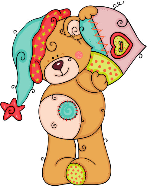 可爱的泰迪熊拿着一颗补丁心的帽子图片下载