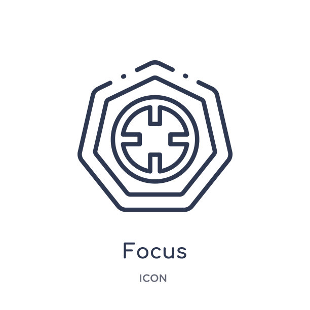 箭头轮廓集合中的线性焦点图标。细线聚焦矢量隔离在白色背景上。聚焦潮流插画图片下载