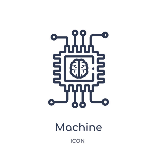 线性机器图标来自人工智能和未来技术概要集合。细线机器矢量隔离在白色背景上。机器潮流插画图片下载