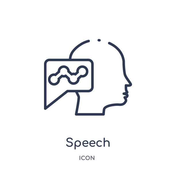线性语音图标来自人工智能和未来技术的提纲集合。细线语音矢量隔离在白色背景上。演讲潮流插画图片下载