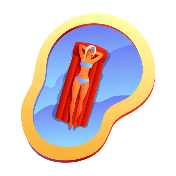 女孩在比基尼日光浴和放松。图片下载