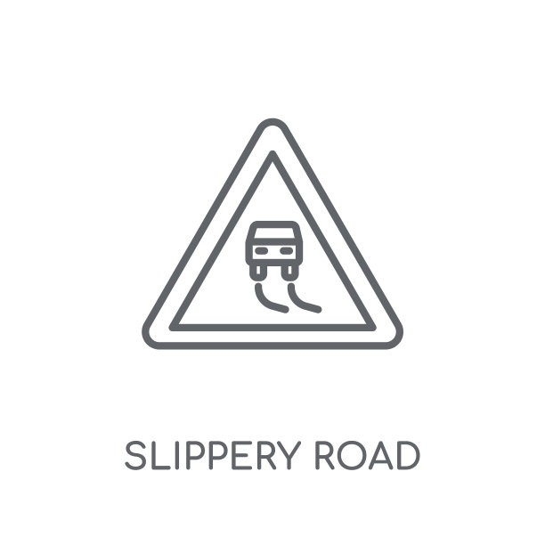 光滑的道路线性图标。现代轮廓滑路标志概念上的白色背景从保险收集图片下载