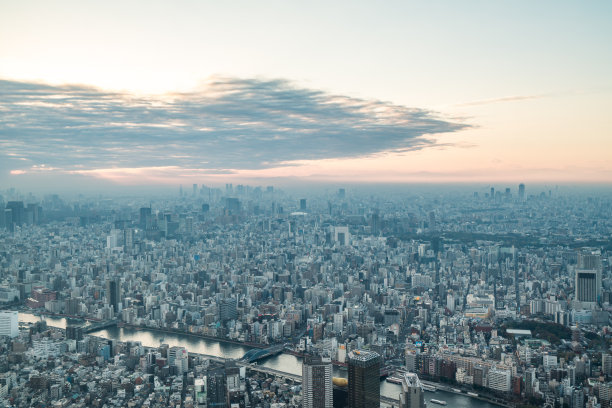 日本东京市中心的城市景观和天空树。图片下载