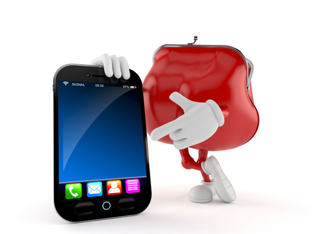 带有智能手机特性的钱包图片下载