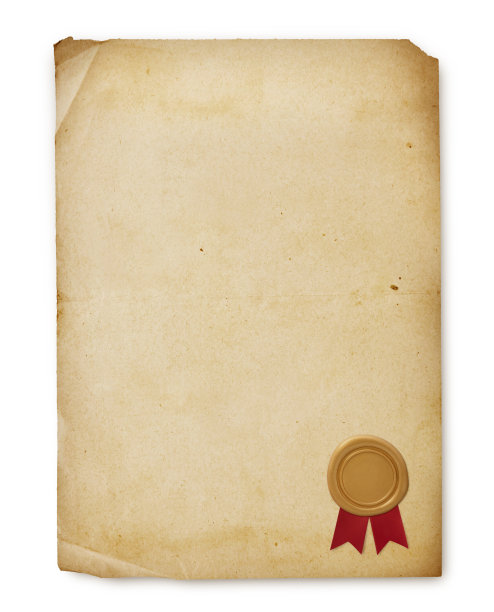 羊皮纸与金蜡印章邮票和缎带图片下载