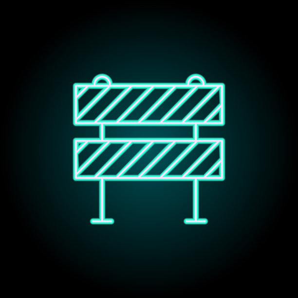 在建的图标。霓虹风格图标中的建筑元素。简单的图标为网站，网页设计，移动应用程序，信息图形图片下载