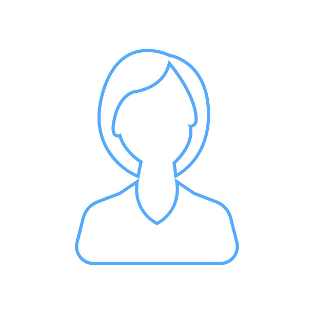 商业女性线条艺术图标蓝色矢量。商业女孩头像头像图片线艺术图标图片下载