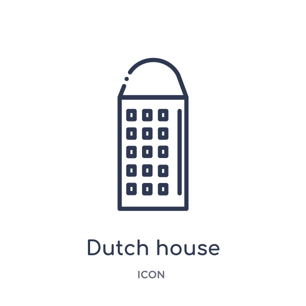 线性荷兰房子图标来自建筑轮廓集。细线荷兰房子图标孤立在白色背景。荷兰家居时尚插画图片下载